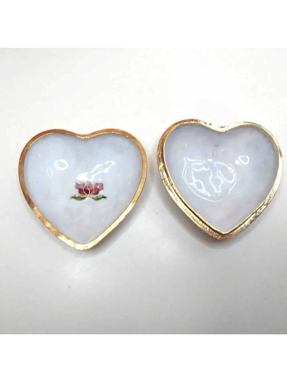 Vintage Heart-Shaped Cloisonné Enamel Trinket Box With Original Box Large